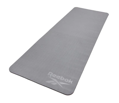 Двусторонний коврик для йоги Reebok черный серый для тренировок и фитнеса нескользящий 176 х 61 х 0 6 см