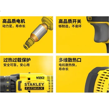 Аккумуляторная ударная дрель STANLEY 20 В с литиевой батареей, модель 3-в-1, набор из 45 инструментов SCD711C1H-A9