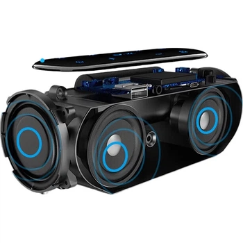Soaiy Bluetooth Speaker Alarm Radio All-In-Computer High Quality Smart Portable Subwoofer Wireless Music Player with Card Slot LCD LCD S69 Black