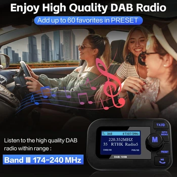 Автомобильный DAB FM трансмиттер DeepBetter экран 2.3 Bluetooth 5.0 handsfree AUX USB
