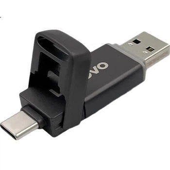 Флеш-накопичувач Lenovo 32 ГБ Type-C USB 3.2 з двома інтерфейсами, металевою кришкою, пило-ударостійкий, серія SX6Pro, сірий колір