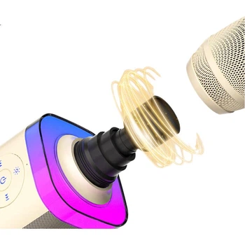 Микрофон-динамик Soaiy MC37 «все в одном» для детского караоке, домашний KTV Bluetooth-динамик, беспроводное устройство для пения дома, караоке, белый, в стиле «масляная краска».