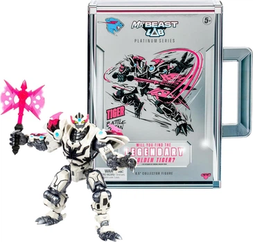Колекційна фігурка Тигр платиновий MrBeast Lab / MrBeast Lab Platinum Tiger Battle Titan Collector Figure