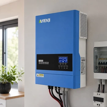 Гибридный солнечный инвертор Anenji ANJ 6200 Вт 48V 6 кВт с низким уровнем шума Wi-Fi MPPT-контроллером 120 А и чистой синусоидой однофазный для резервного питания дома квартиры и солнечных панелей