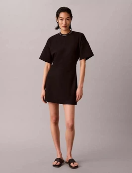Платье футболка Calvin Klein с логотипом на воротнике черная S (7891)