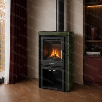 Кафельная печь камин Nordflam TROMSO 5,7 кВт на дровах (зеленая)