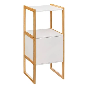Шкафчик-стеллаж для ванной 5five Simply Smart с дверцей, 33×80 см, черная / натуральная