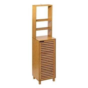 Узкий пенал 5five Simply Smart с 3 открытыми полками и жалюзийной дверцей, МДФ, глубина 38 см, натуральный