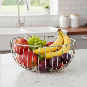 Фруктовница металлическая "Нектар", серебряная, 20*10 см 4012-010