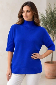 Гольф кашемірової якості з вкороченим рукавом, р.L-XL, синій