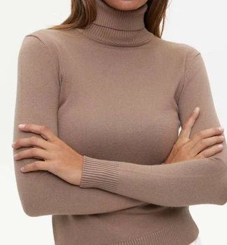 Жіночий гольф кашемірової якості, кавовий, L-XL