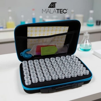 Органайзер Malatec для алмазної вишивки кейс з ручкою 32x22 см на 60 баночок для стразів професійний набір для творчості з аксесуарами для рукоділля контейнер для зберігання інструментів та кристалів для викладання картин мозаїкою