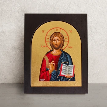 Греческая писаная икона Иисуса Христа Вседержителя 18,5×22,5 см