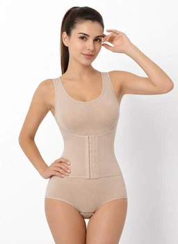 Корректирующее женское боди с корсетным поясом, размер 2XL, бежевый