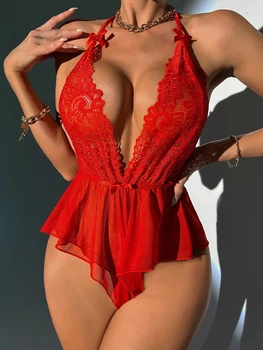 Женское боди Kamila с кружевом, красное, размер XL