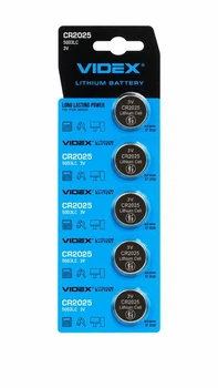 Батарейка "VIDEX" таблетка CR2025 5 шт