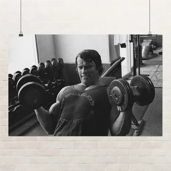 Постер Арнольд Шварценеггер, тренування з гантелей, Arnold Schwarzenegger, спорт, бодібілдер, A3 28×42 см (id4387)