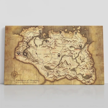 Інтер'єрна картина Скайрім, карта, Skyrim, The Elder Scrolls V, TES, декор кімнати геймера, 24×42 см (id4667)