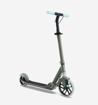 Детский Двухколесный Самокат OXELO M900 (от 8 - 9 лет Рост от 1,25-1,75м) с Ручным Тормозом и Амортизатором Зеленый