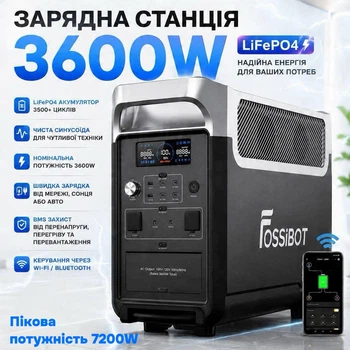 Портативна зарядна станція Fossibot F3600 Pro 3600W, LiFePo4, 3840Wh