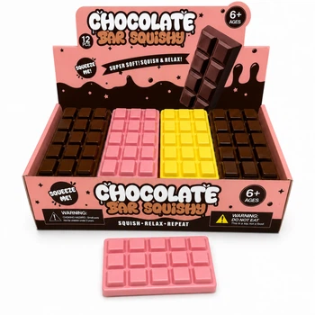 Сквіш-антистрес Шоколад Squishy Chocolate рожевий, м'яка іграшка для стиснення, 15 см