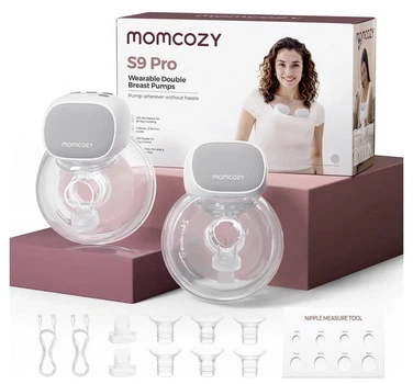 Молокоотсос Momcozy S9 Pro двойной беспроводной электрический Hands Free, портативный, 2 режима, 9 уровней, LED-дисплей