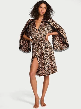 Сатиновий халат Victoria's Secret Satin Rose Lace-Trim Midi Robe XS/S ЛЕО