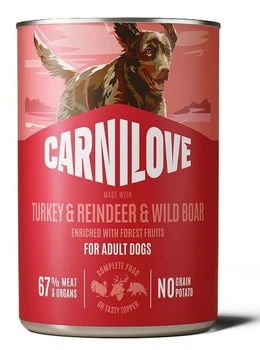 Влажный корм для собак с индейкой, олениной и кабаном Carnilove Turkey & Reindeer & Wildboar, 400 гр
