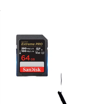 Карта памяти SanDisk SD 64 ГБ V60 U3 C10, чтение 280 МБ/с, запись 100 МБ/с