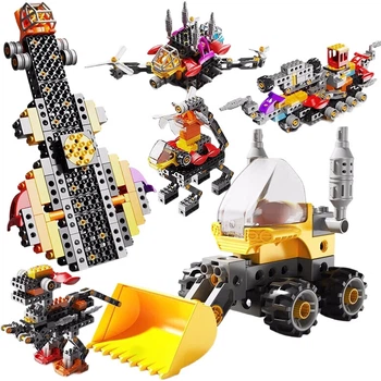 FEELO — игрушка, совместимая с конструктором LEGO, подарок на день рождения для мальчиков и девочек, образовательная инженерная машина 1628-1 «Ведро».