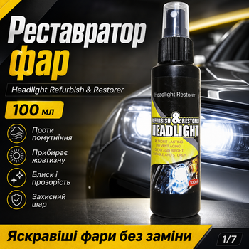 Полірування фар Headlight Refurbish & Restorer Поліроль для фар, 100 мл Відновник фар Засіб для полірування фар