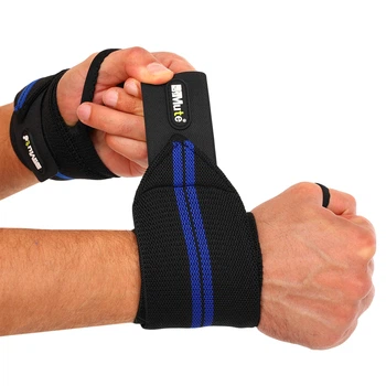 Бинты кистевые для жима (2шт) STRENGTH WRIST WRAPS MUTE 9097 (PL, эластан, l-58см, Черный-синий) (9097_Черный-синий)