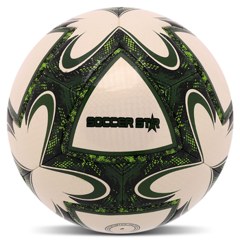 Мяч футбольный №5 PU ламинированный гибридная сшивка HYBRID SOCCER STAR TO-TOWN FB-4491_Белый-зеленый