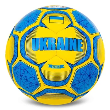 Мяч футбольный №5 PU Гриппи сшит вручную BALLONSTAR UKRAINE FB-5182 Желтый-голубой