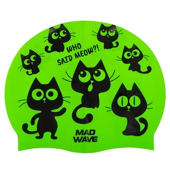 Шапочка для плавания силиконовая юниорская MD Cats M057405 Зеленый