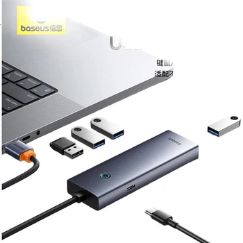 Док-станция расширения Baseus USB 3.0, разветвитель для зарядки и подключения к хабу, универсальный адаптер-конвертер для ноутбуков Huawei и Lenovo, автомобильное крепление, 50 см.