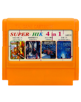 Збірник Ігор RMC Famicom Dendy 4 in 1 A4010 Chip & Dale 2, Addams Family Pugsley's Scavenger Hunt, Ferrari Grand Prix, Robocop 3 90х TV Game Англійська Версія Тільки Картридж Б/У