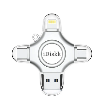 Флеш память USB iDiskk U018 512GB USB 3.2 Gen1 + Type-C + microUSB + Lightning