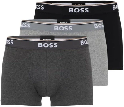 Набір чоловічих трусів боксерів з еластичної бавовни BOSS Power Trunks – L – чорний, сірий, темно-сірий
