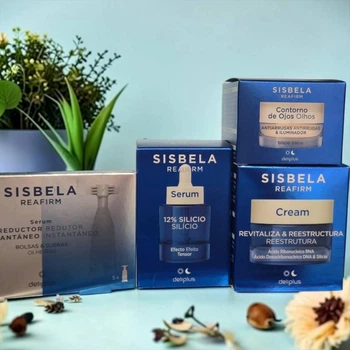 Антивозрастной лифтинг-набор по уходу за лицом Sisbela Reafirm (Крем, Сыворотка, Крем для век, Ампулы)