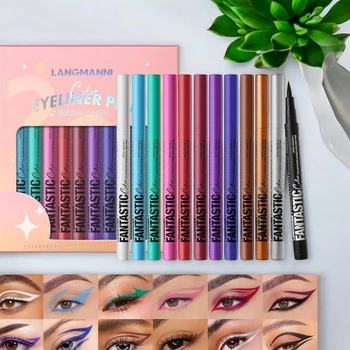 Набор матовых жидких подводок для глаз Langmanni Matte Liquid Eyeliner Set 12 цветов