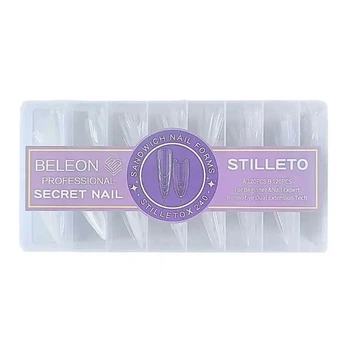 Типсы гелевые для наращивания ногтей Beleon Professional Sandwich Stiletto двойные 120 пар