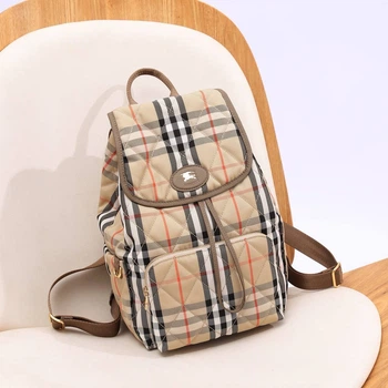 Женский рюкзак Burberry бежевый с коричневым цвет артикул 76590