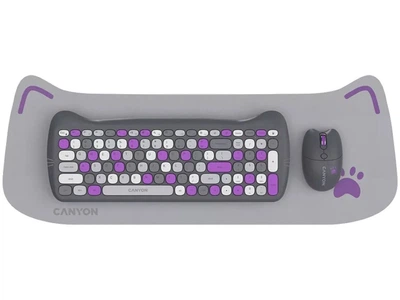 Клавіатура + миша бездротова Canyon HSET-W6 Kitty Edition Violet (CNS-HSETW6VT)