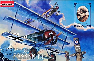 Немецкий истребитель триплан Fokker F.I Сборная пластиковая модель в масштабе 1:72 Roden