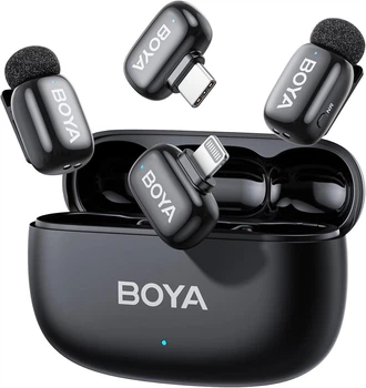 Бездротовий мікрофон BOYA Mini (2TX+2RX) для iPhone та Android, USB-C/Lightning, 48 кГц