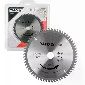 Диск пильный по дереву YATO YT-60581 160×20 мм, с победитовыми зубьями 60, твердосплавный для чистого реза
