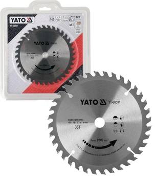Диск пильный по дереву YATO YT-60591 165×16 мм, 36 зубьев, победитовый для циркулярной пилы