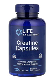 Креатін моногідрат Life Extension Creatine Capsules 1000 мг, 120 капсул для сили та витривалості м'язів