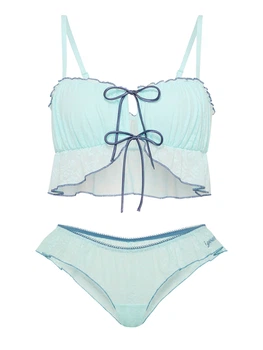 Комплект белья Victoria's Secret Pink бюстгальтер и трусики танга 1161230504 (Голубой M)
